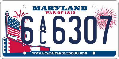 MD license plate 6AC6307