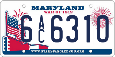 MD license plate 6AC6310