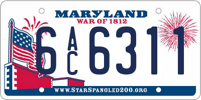 MD license plate 6AC6311