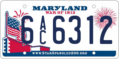 MD license plate 6AC6312