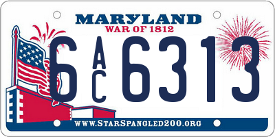 MD license plate 6AC6313