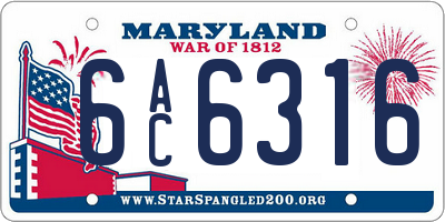MD license plate 6AC6316