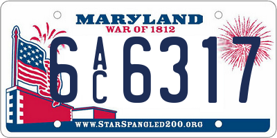 MD license plate 6AC6317