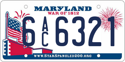 MD license plate 6AC6321