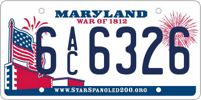 MD license plate 6AC6326
