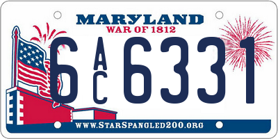 MD license plate 6AC6331