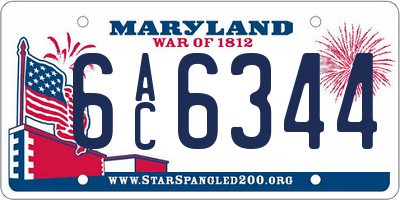 MD license plate 6AC6344