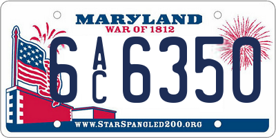MD license plate 6AC6350