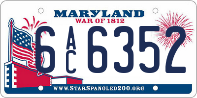MD license plate 6AC6352