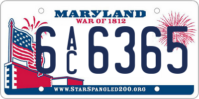 MD license plate 6AC6365