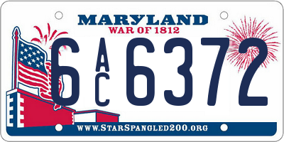 MD license plate 6AC6372