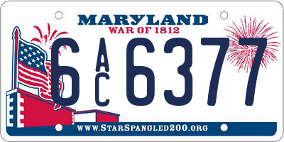 MD license plate 6AC6377