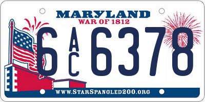 MD license plate 6AC6378