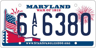 MD license plate 6AC6380