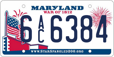 MD license plate 6AC6384