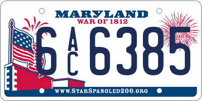 MD license plate 6AC6385