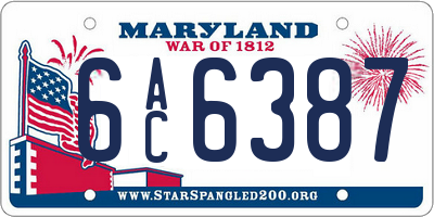 MD license plate 6AC6387