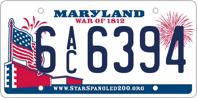 MD license plate 6AC6394