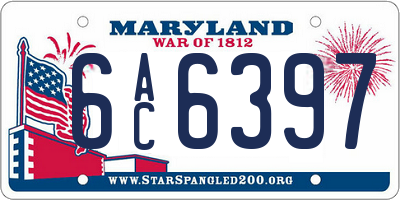 MD license plate 6AC6397