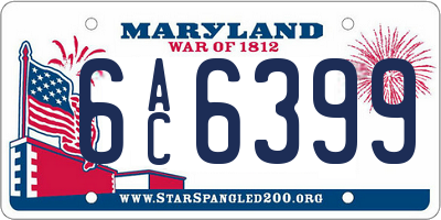 MD license plate 6AC6399
