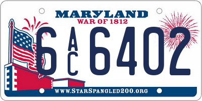 MD license plate 6AC6402