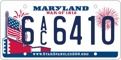 MD license plate 6AC6410