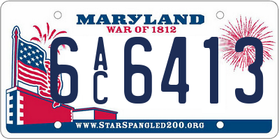 MD license plate 6AC6413