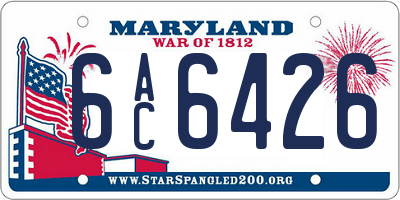 MD license plate 6AC6426
