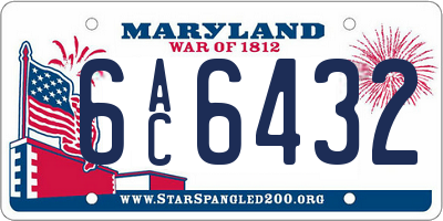 MD license plate 6AC6432