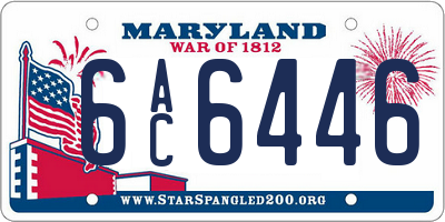 MD license plate 6AC6446