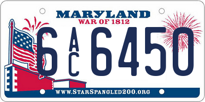 MD license plate 6AC6450