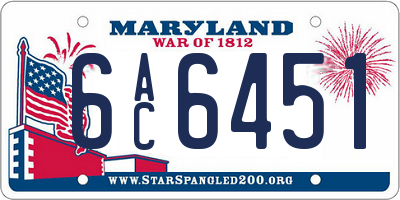 MD license plate 6AC6451