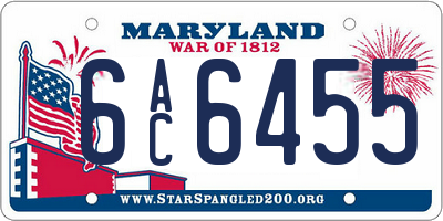 MD license plate 6AC6455