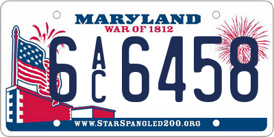 MD license plate 6AC6458