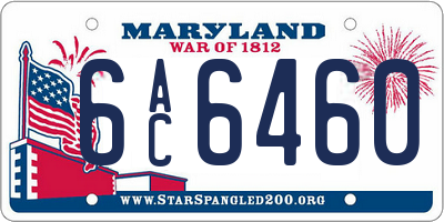 MD license plate 6AC6460