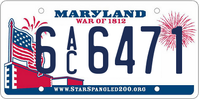 MD license plate 6AC6471