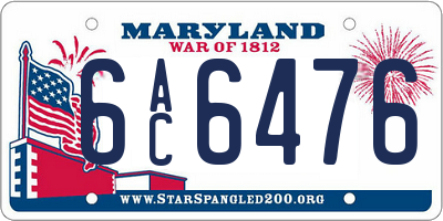 MD license plate 6AC6476