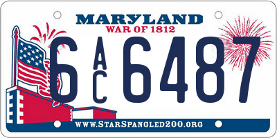 MD license plate 6AC6487
