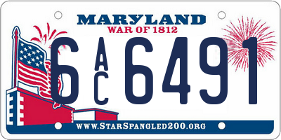 MD license plate 6AC6491