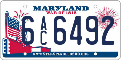 MD license plate 6AC6492