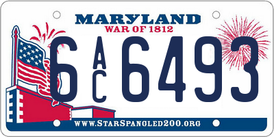 MD license plate 6AC6493