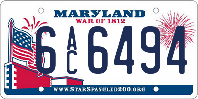 MD license plate 6AC6494