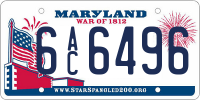 MD license plate 6AC6496
