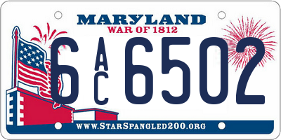 MD license plate 6AC6502