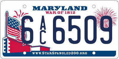 MD license plate 6AC6509