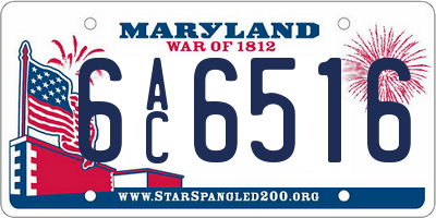 MD license plate 6AC6516