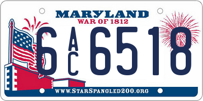 MD license plate 6AC6518