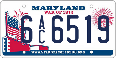 MD license plate 6AC6519
