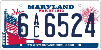 MD license plate 6AC6524