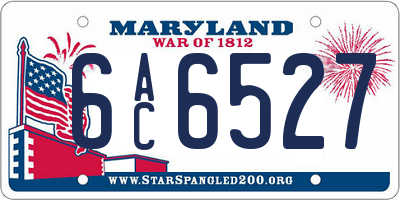 MD license plate 6AC6527